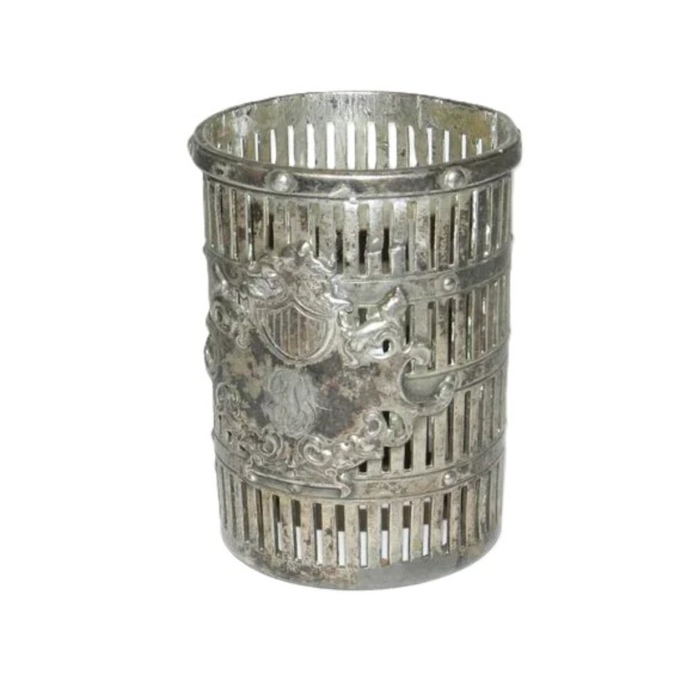 Vintage Antique Meriden Silver Plate Co Silver plate Cup Glass Holder 2468 USA
